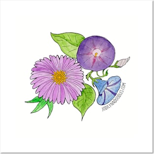 September Birth Flowers - Aster and Morning Glory Posters and Art